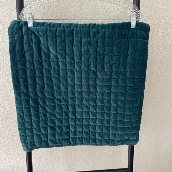 Pottery Barn Euro Sham Pillow Cover 26x26 Velvet Cross Stitch Eucalyptus Green - Picture 6 of 6